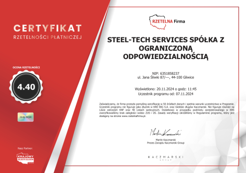 Certyfikat rzetelna firma